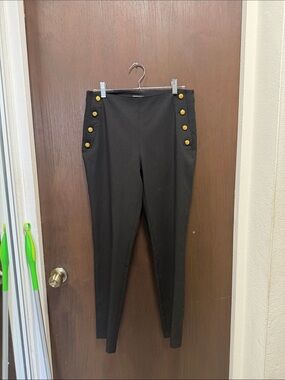 Zara Black High-Waist Button Detail Pants
